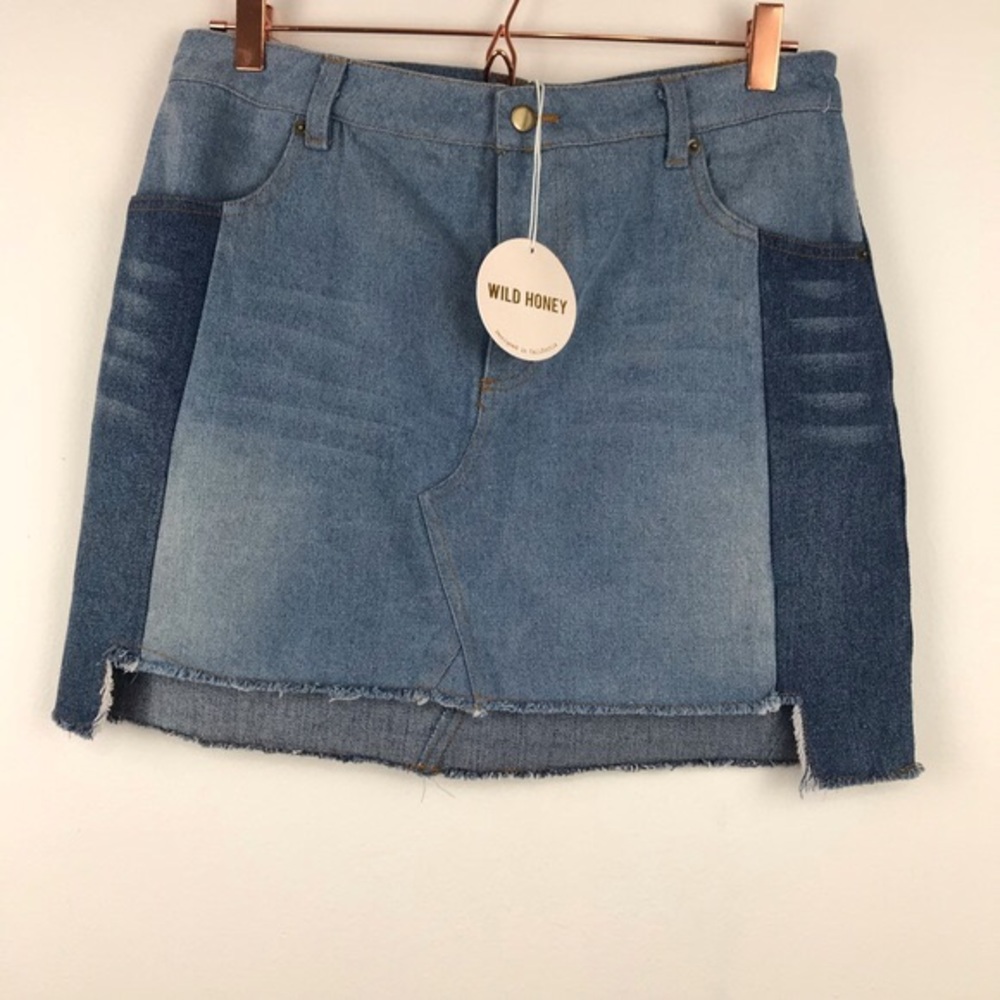 Wild Honey Two-tone denim skirt